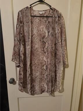 Maurices Snake Print Open-Front Kimono Topper Size 0X-1X